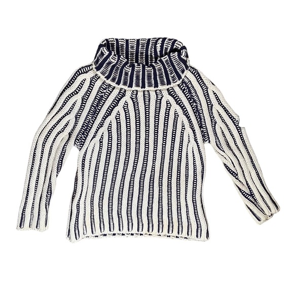 CP Company Logo‎ Patch Sweater Size 4 Black White Striped Long Sleeve Turtleneck - Picture 1 of 6